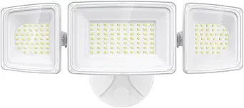 Onforu 100W LED Security Light, 9000LM Outdoor Indoor Flood Lights with 3 Adjustable Heads, IP65 Waterproof LED Exterior Floodlight, 6500K White Wall Mount Security Light for Yard, Garage(White)