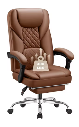 Office Chair with Footrest Ergonomic High Back Design Executive Computer Desk Chair400lbs, 90-155° Reclining Leather Home Office