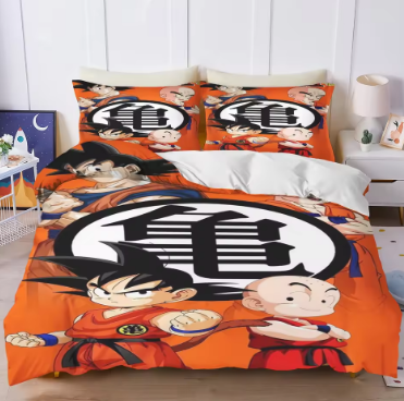 Bedroom DRAGON BALL Printed Bedding Set Cute Cartoon Quilt Cover Duvet Cover Comforter Sets King Size 100% Polyeste Christmas