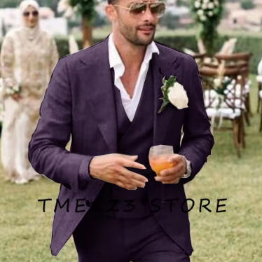 Men's Solid Color Serge Three Piece Suit Suit Casual Wedding Suit Suit High Quality Luxury Man Class Set Fashion Suits Elegant